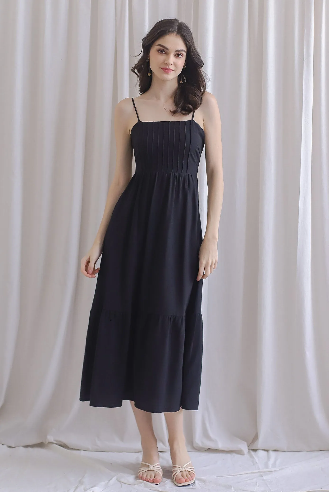 Saletta Spag Pintuck Cut Out Back Dress In Black