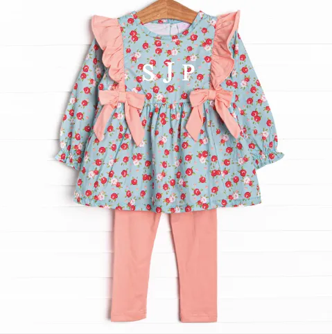 Smell the Roses Legging Set, Blue