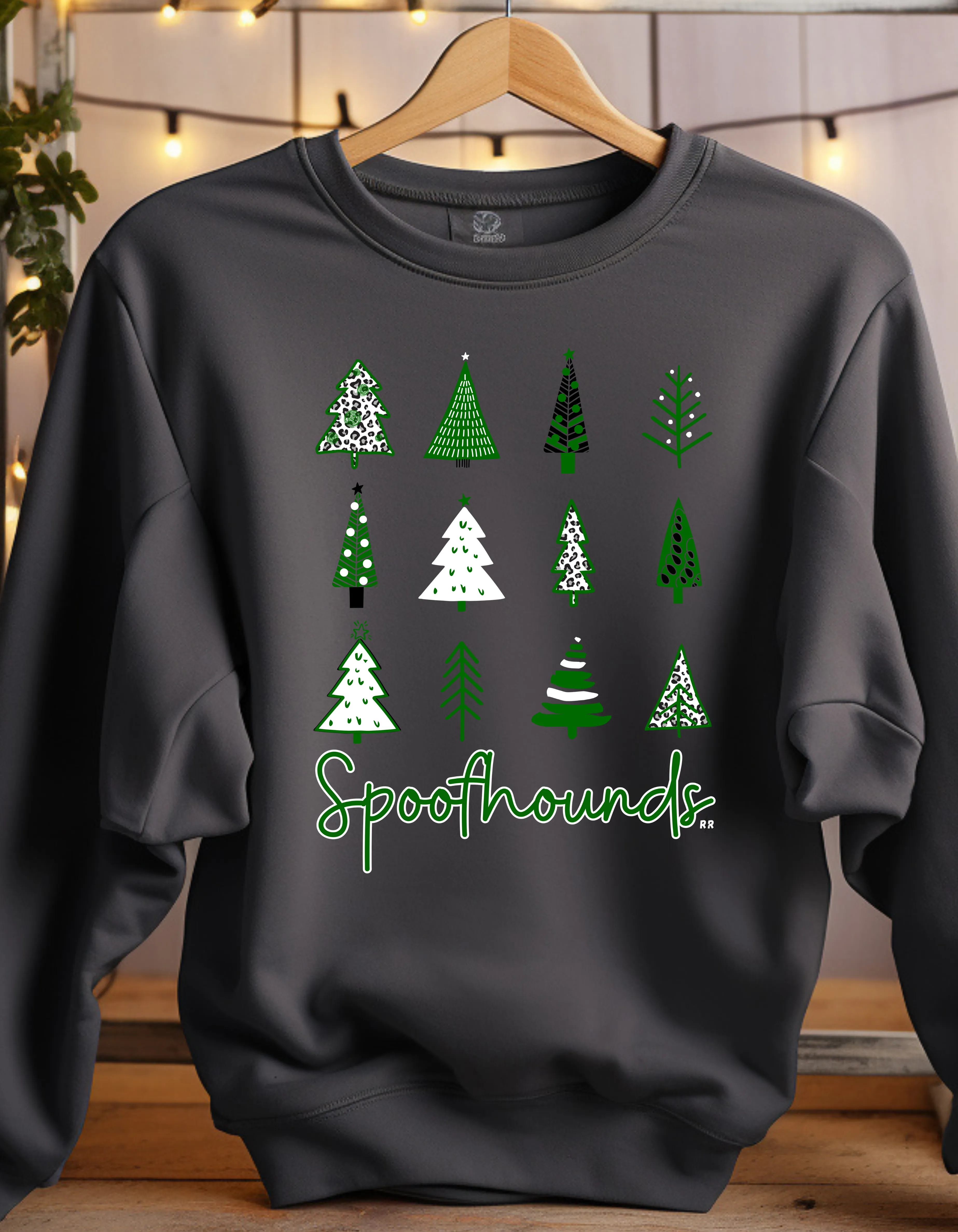 Spoofhounds Christmas Tree Pattern Charcoal Grey Sweatshirt