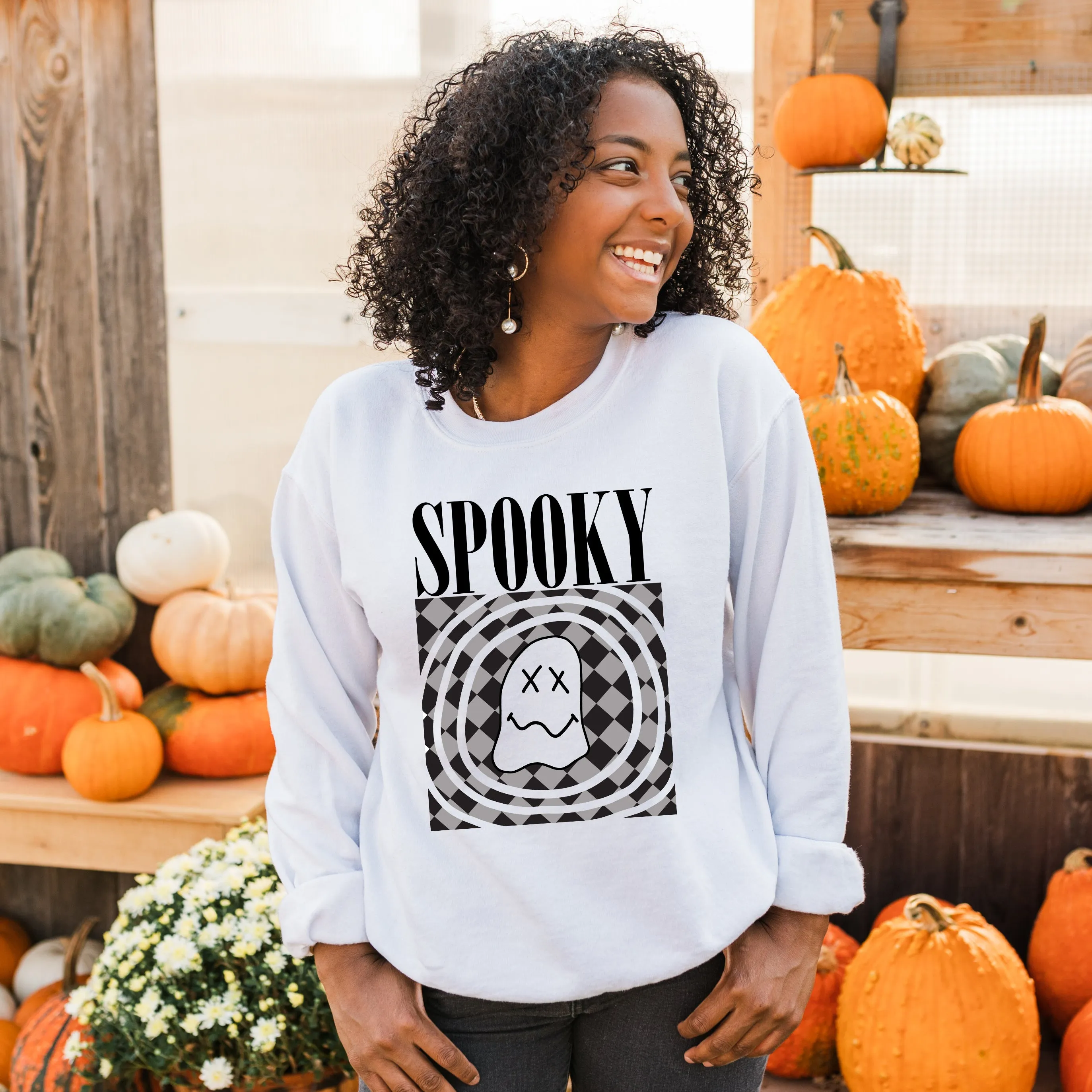 SPOOKY GHOST CREWNECK SWEATSHIRT