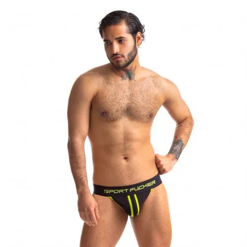 Sport Fucker - Jersey Jockstrap Herenslip - Zwart/Geel