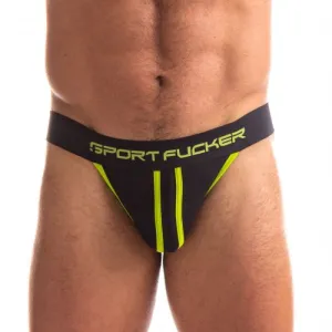 Sport Fucker - Jersey Jockstrap Herenslip - Zwart/Geel