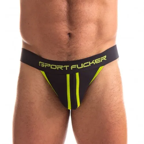Sport Fucker - Jersey Jockstrap Herenslip - Zwart/Geel