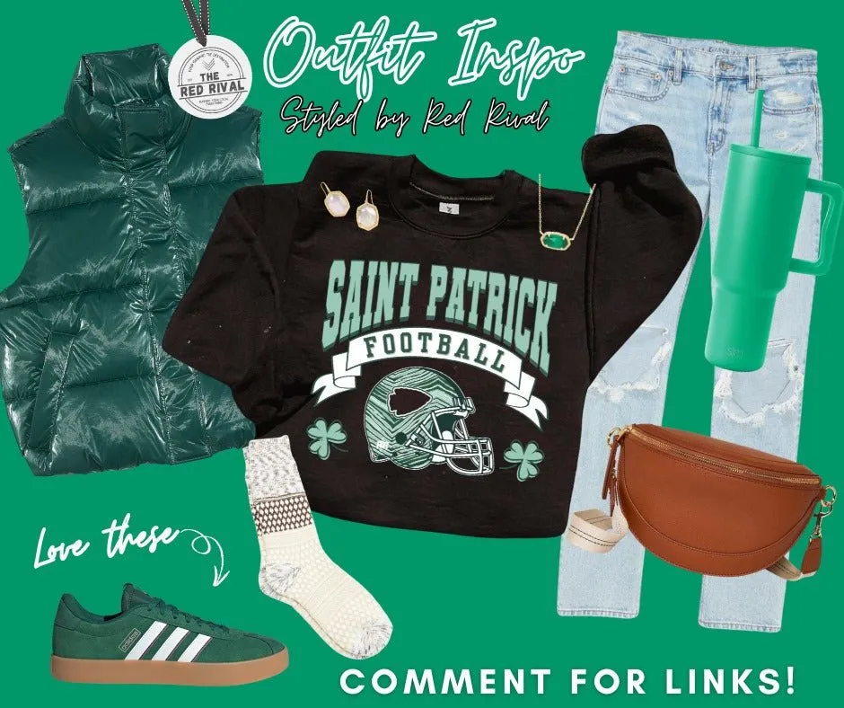 St Patrick Football Zebra Helmet Black Tee or Sweatshirt