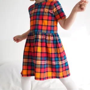 Sunset Tartan Short sleeve Dress