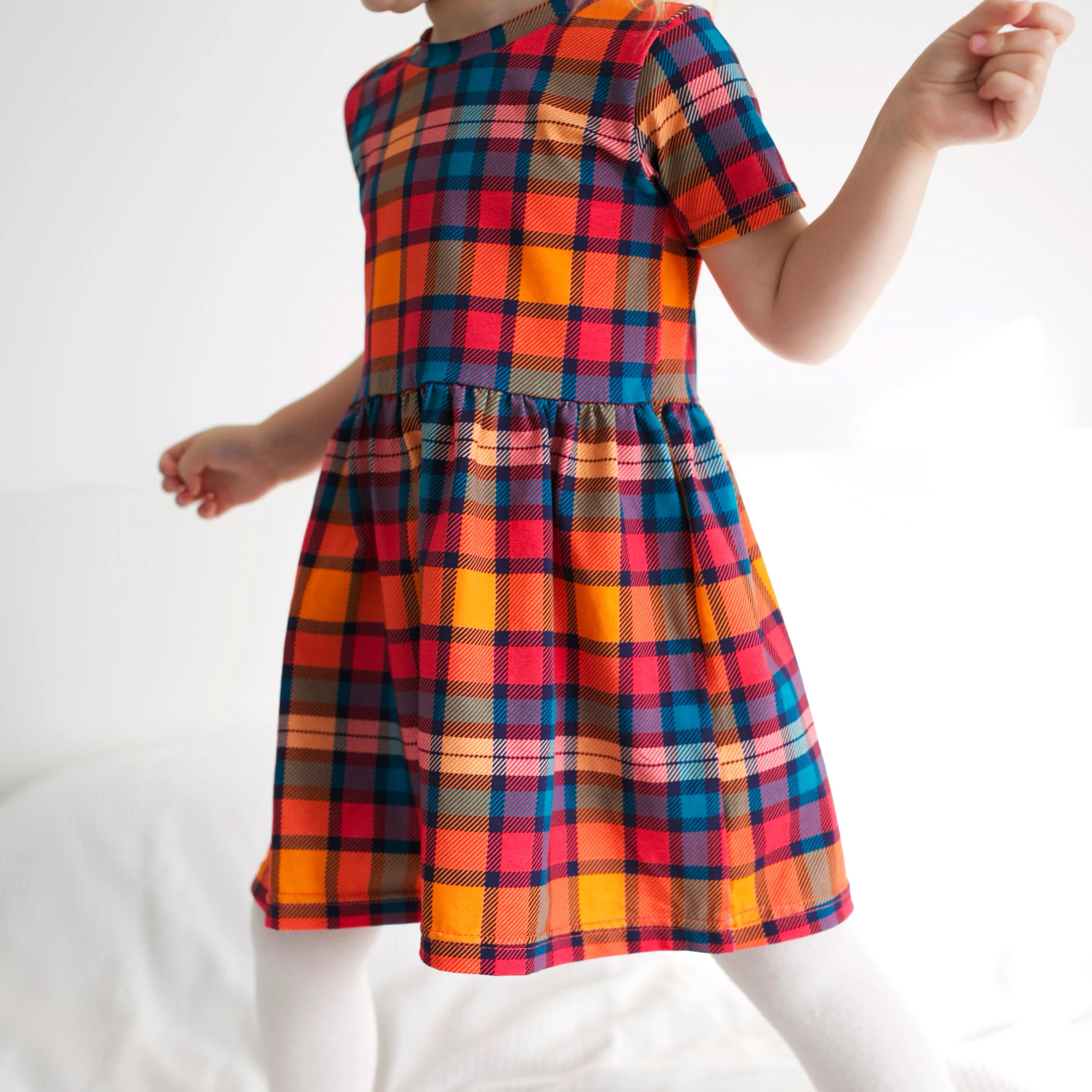 Sunset Tartan Short sleeve Dress
