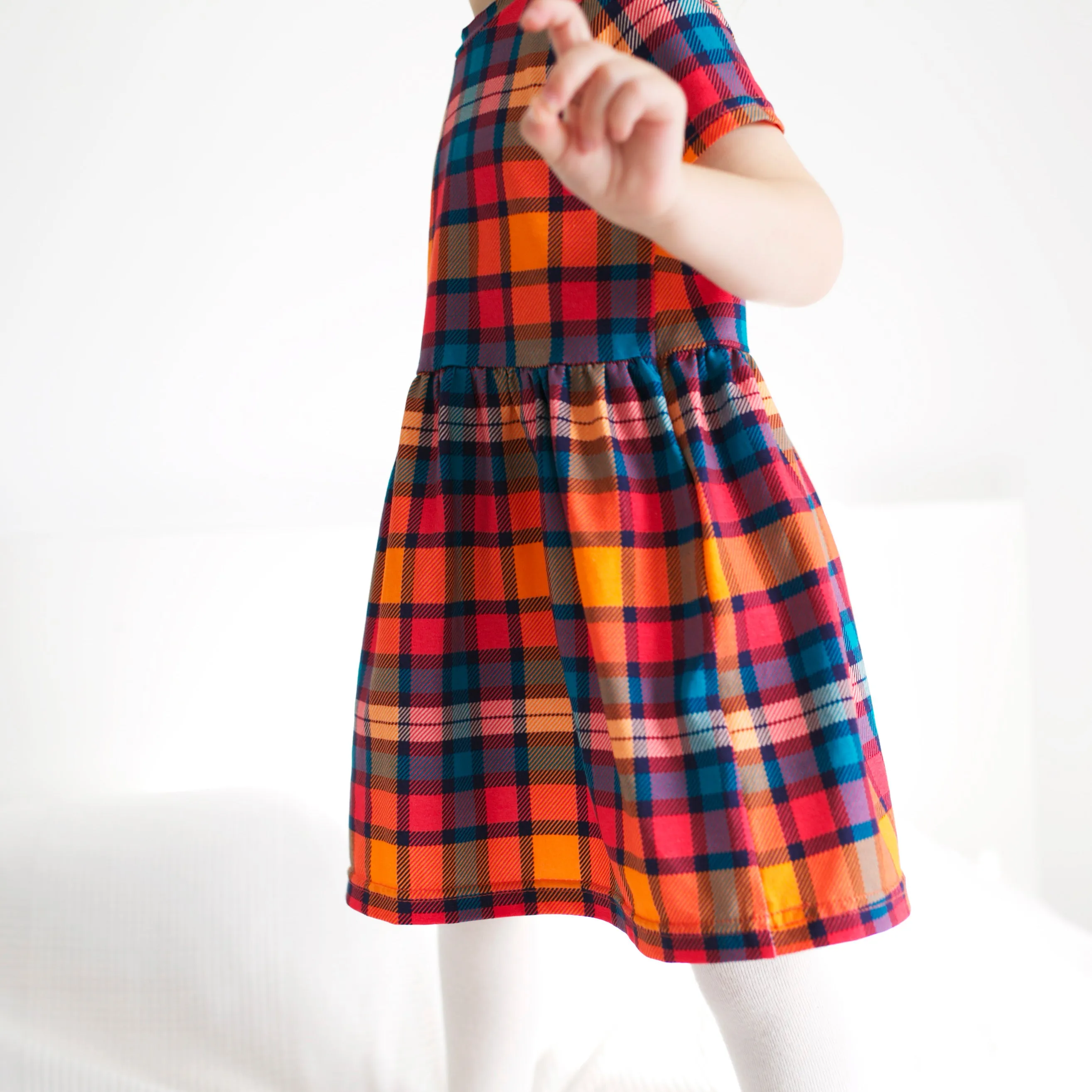 Sunset Tartan Short sleeve Dress