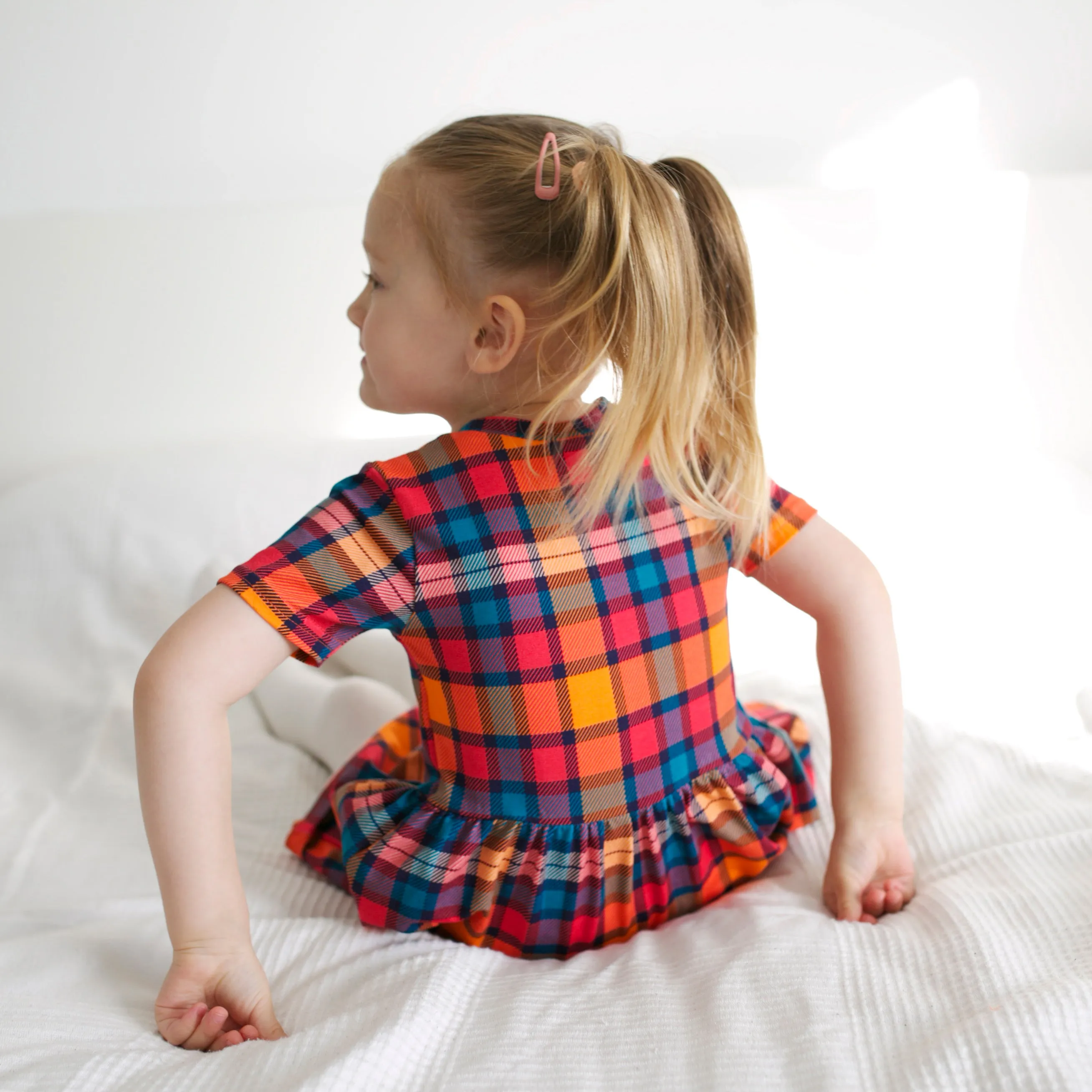 Sunset Tartan Short sleeve Dress