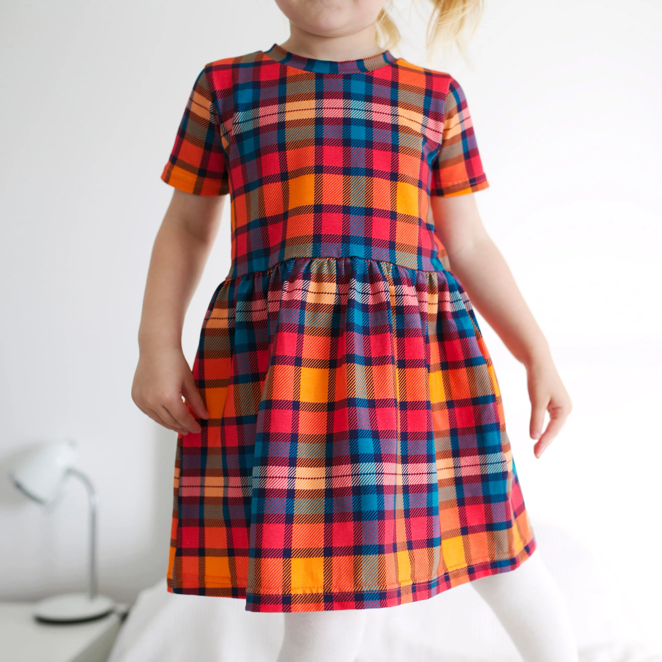 Sunset Tartan Short sleeve Dress