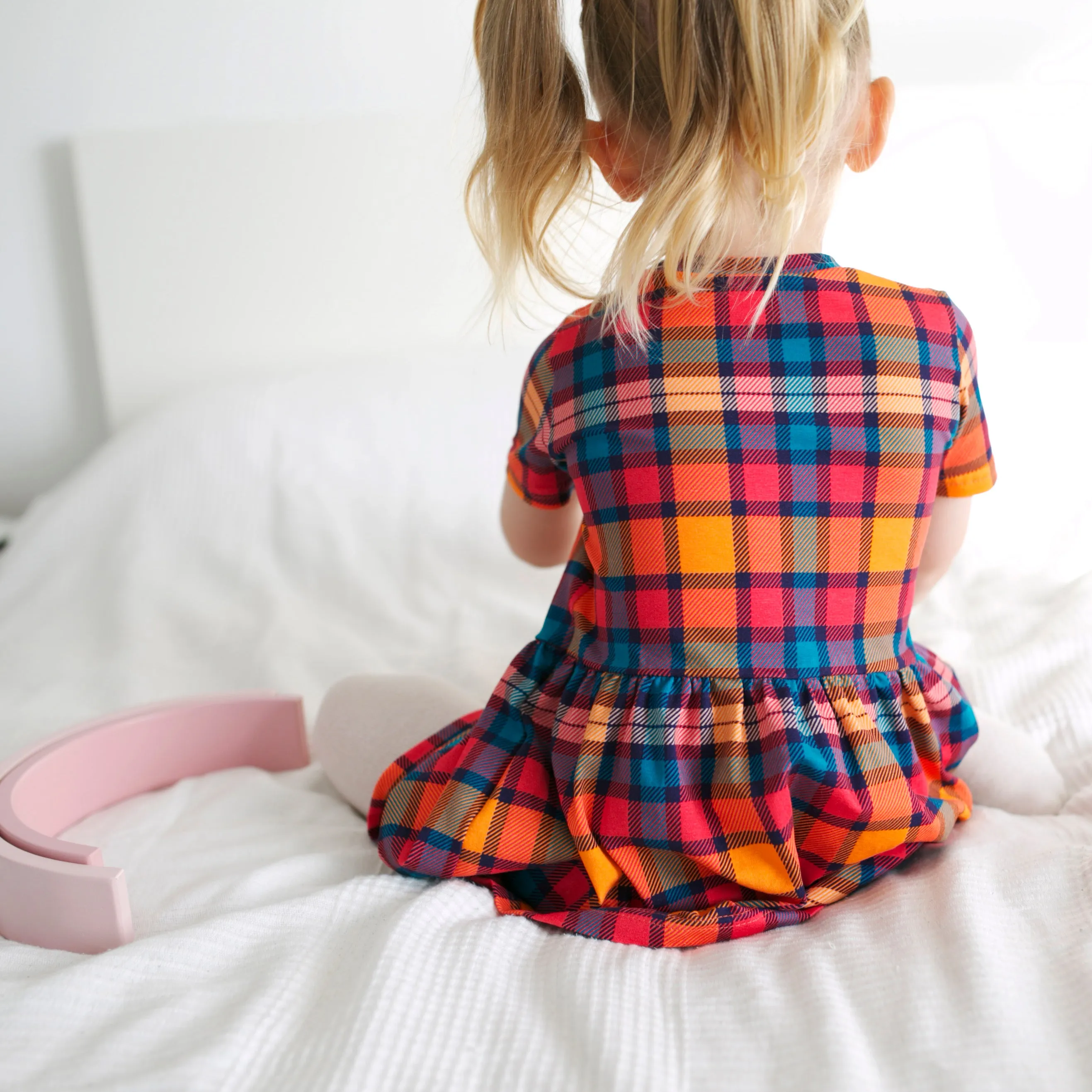 Sunset Tartan Short sleeve Dress