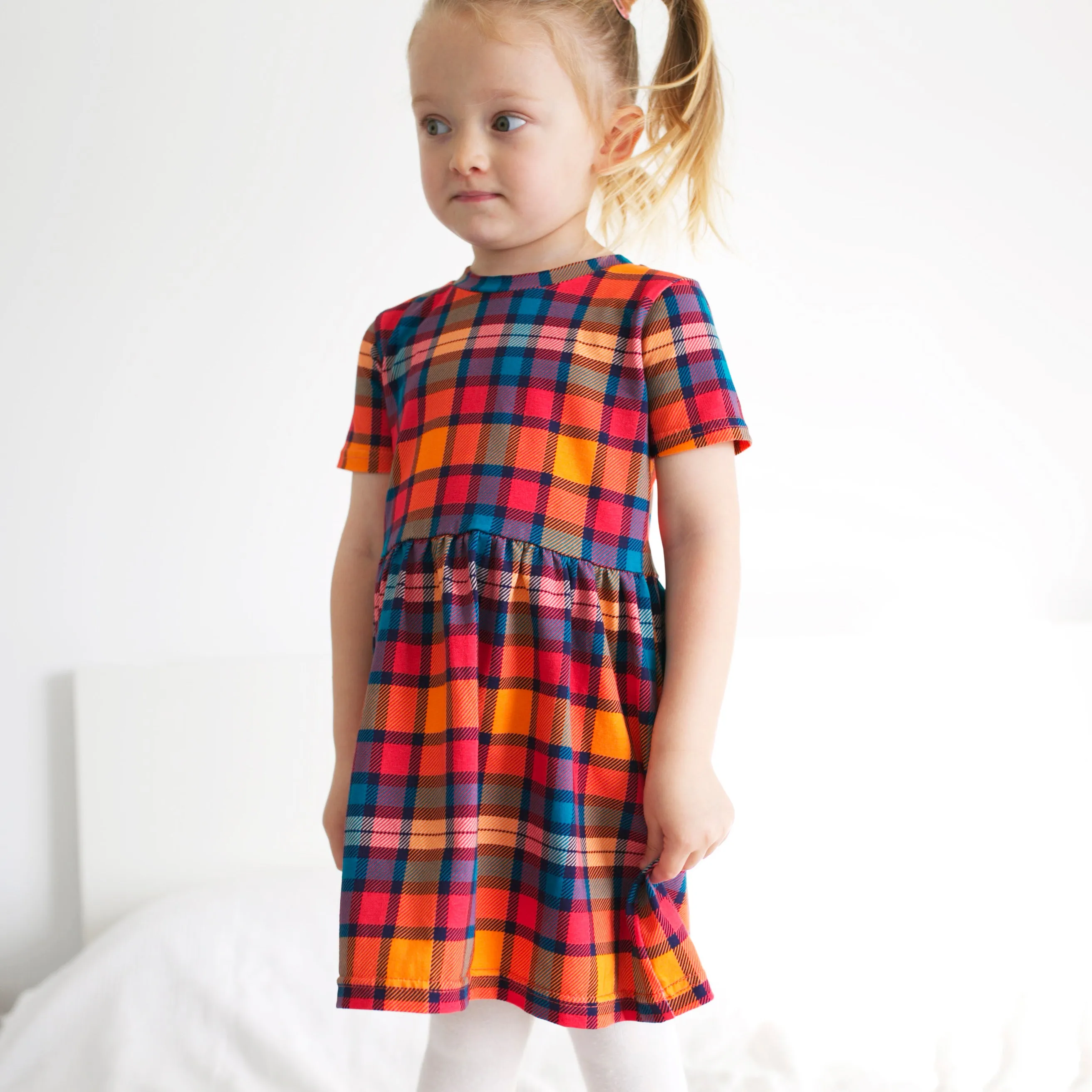 Sunset Tartan Short sleeve Dress