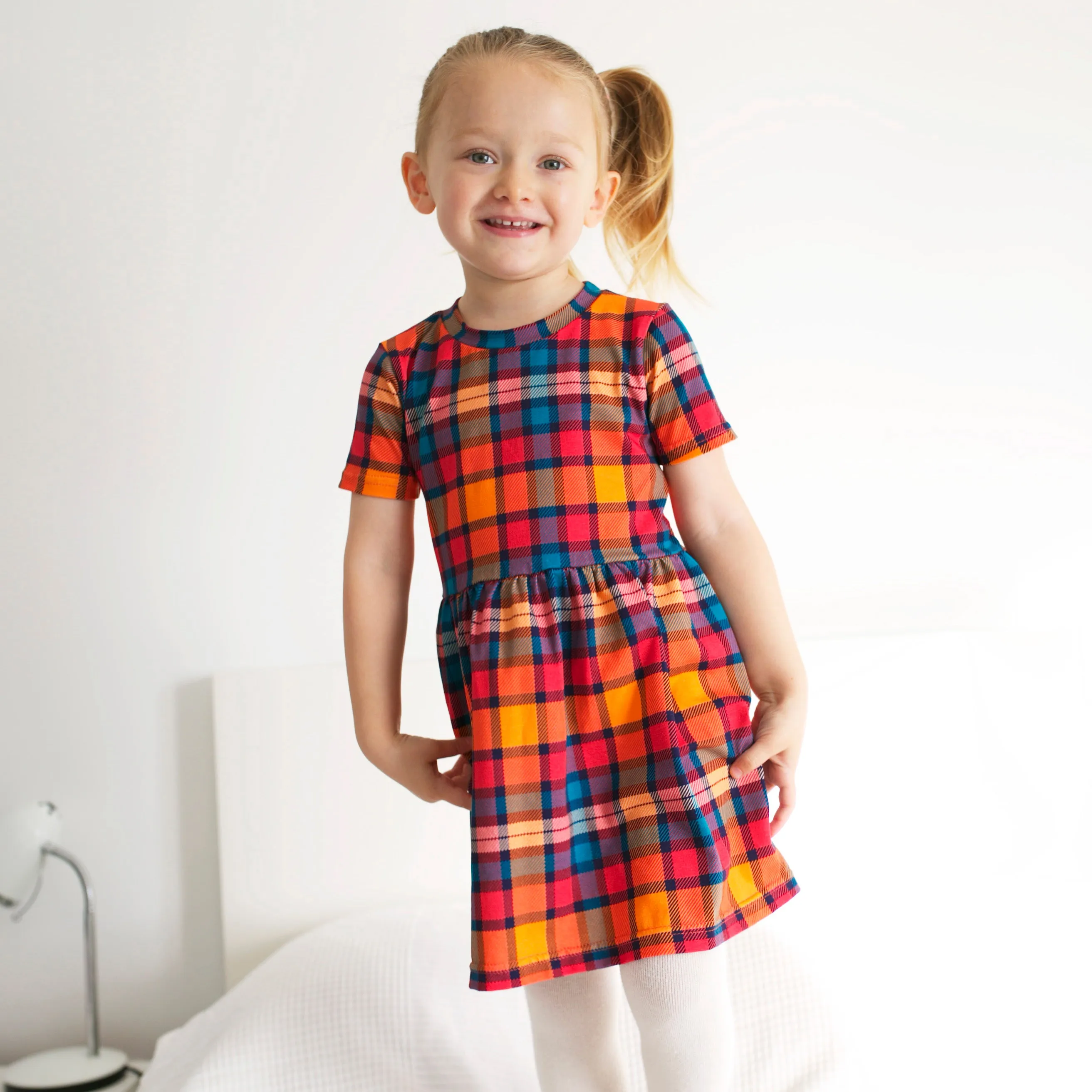 Sunset Tartan Short sleeve Dress