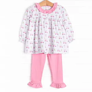 Tee Time Ruffle Legging Set, Pink