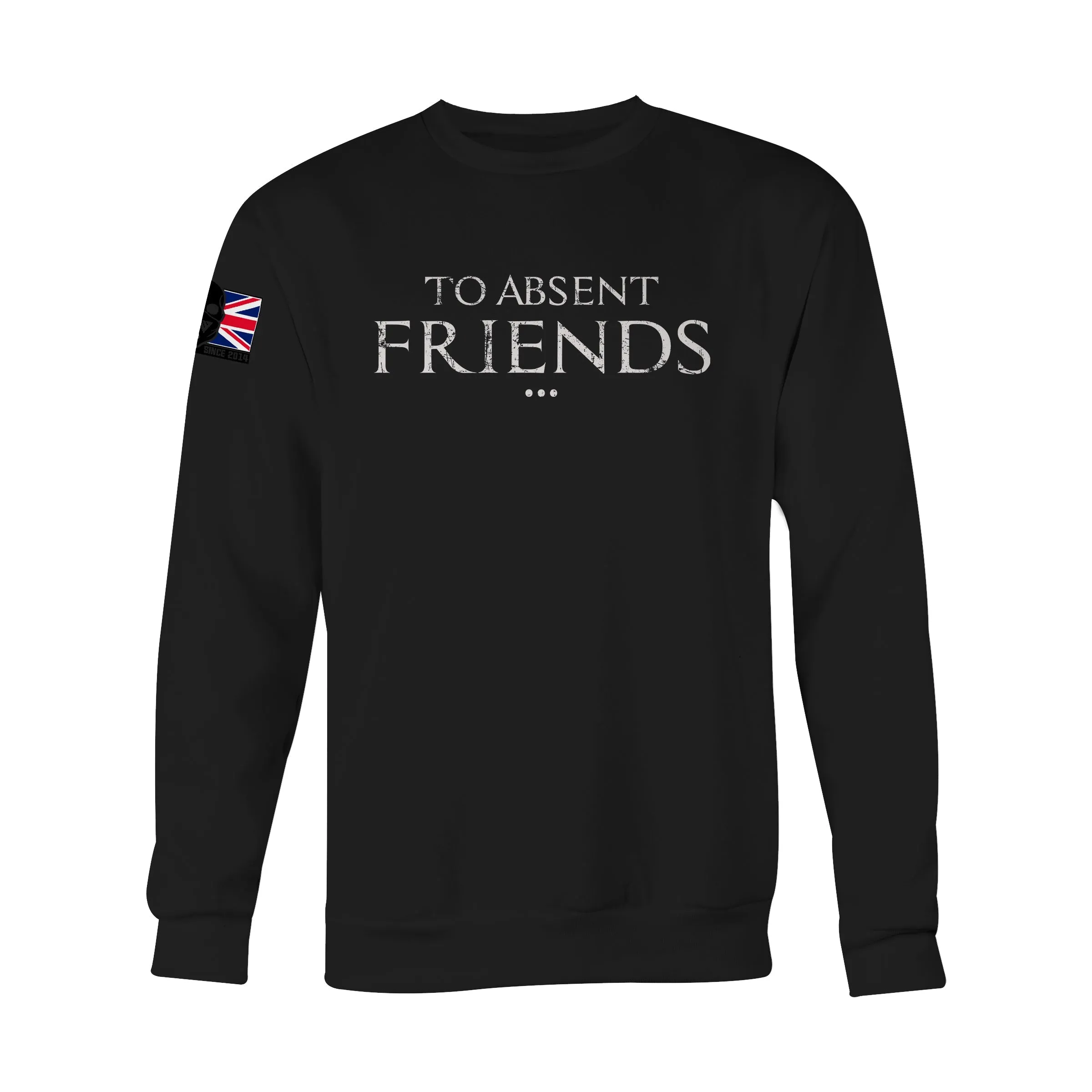 TO ABSENT FRIENDS WHT INK ED BLACK SWEAT