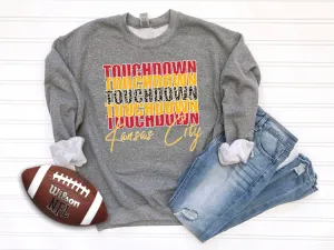 Touchdown Repeat w/ Leopard Center Grey Sweatshirt