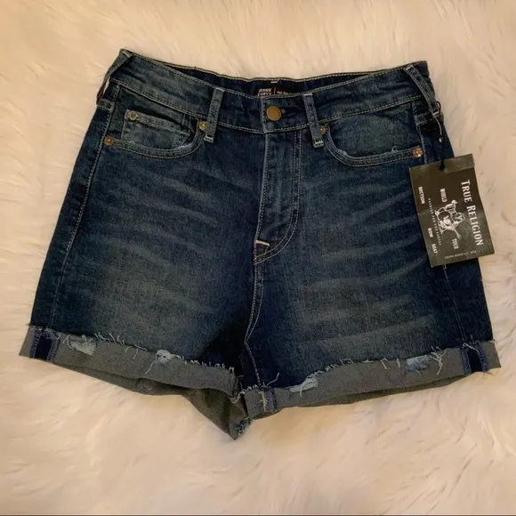 True Religion Jennie Curvy High Rise Shorts NWT 27