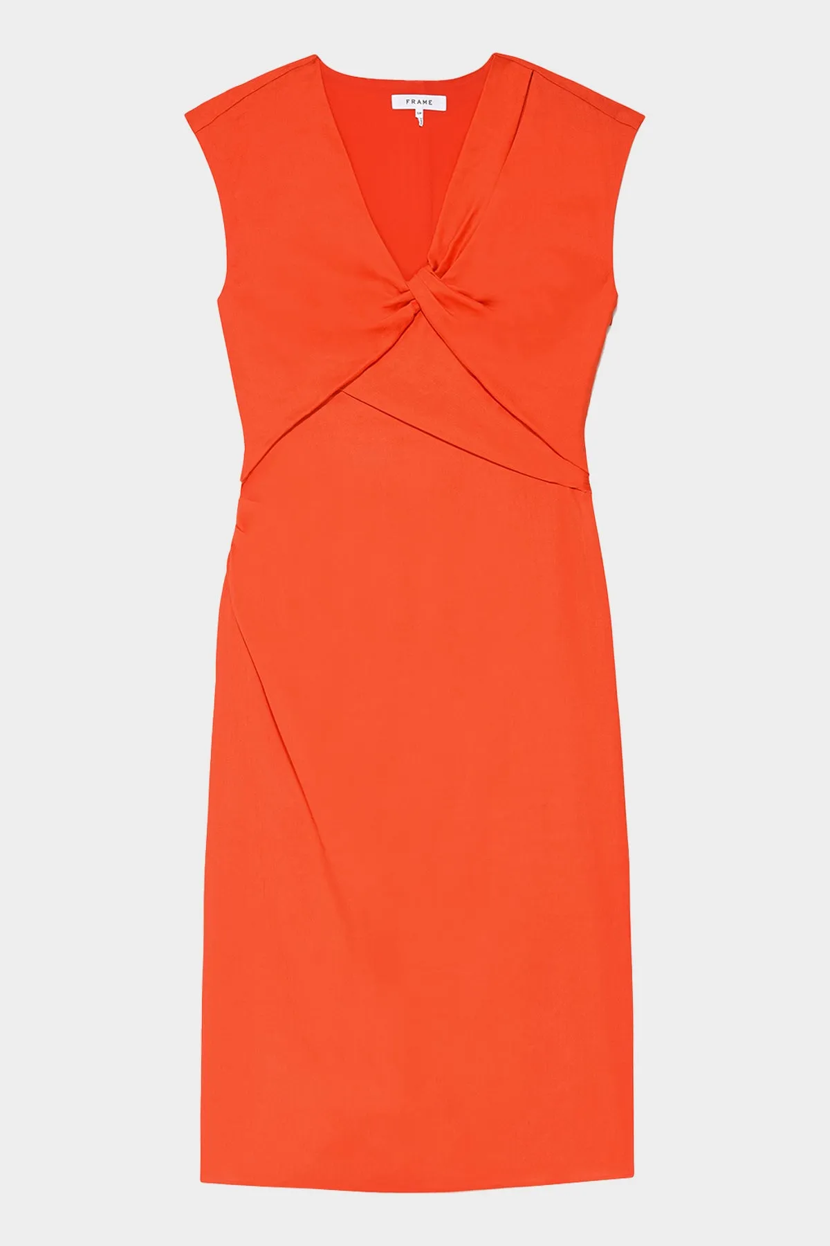 Twist Front Sleeveless Dress in Red Orange