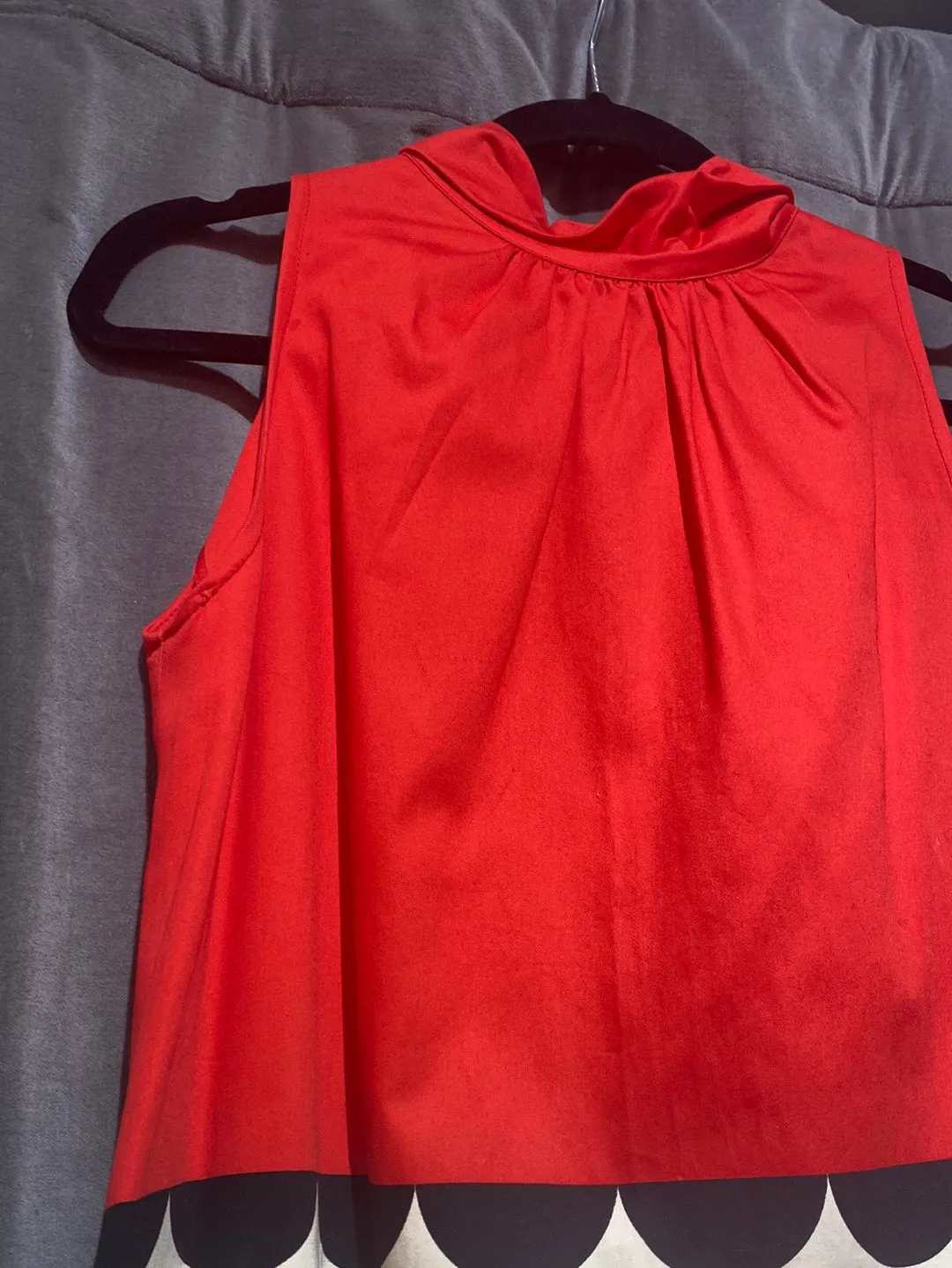 Victoria Victoria Beckham Cotton Red White and Black Tie Neck Dress