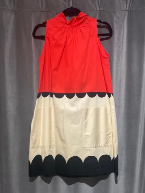 Victoria Victoria Beckham Cotton Red White and Black Tie Neck Dress