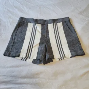 Vince Striped Shorts Womens Size 10 Woven Cotton Gray White NWT