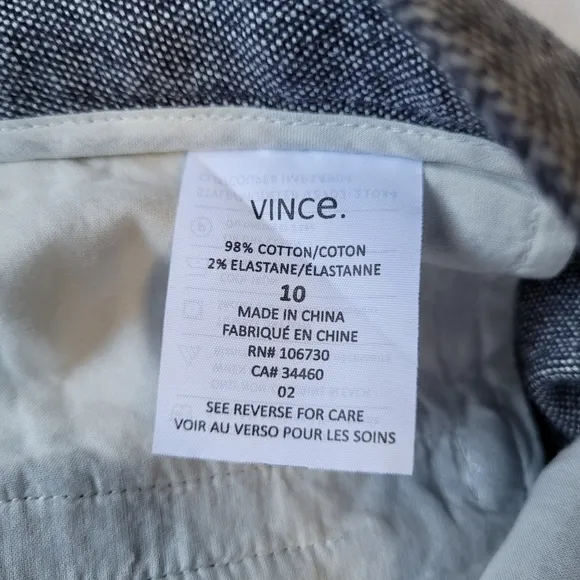 Vince Striped Shorts Womens Size 10 Woven Cotton Gray White NWT