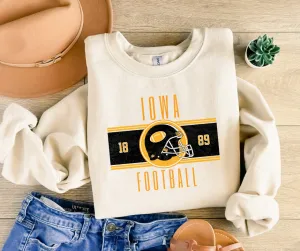 Vintage Black & Gold Iowa Football Tan/Cream Sweatshirt