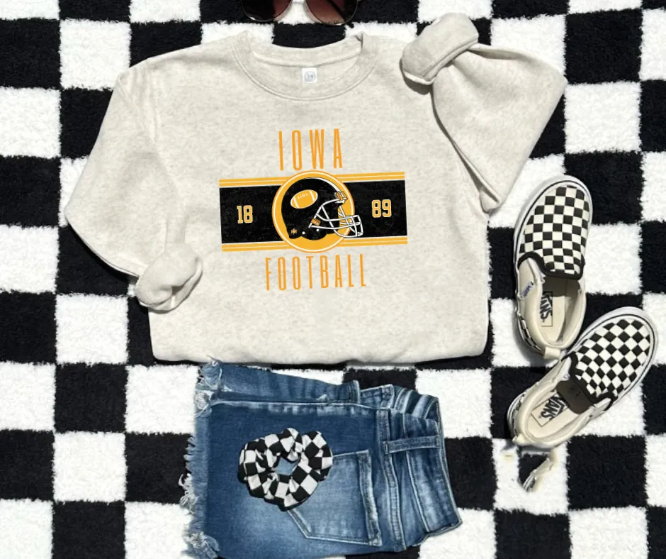 Vintage Black & Gold Iowa Football Tan/Cream Sweatshirt