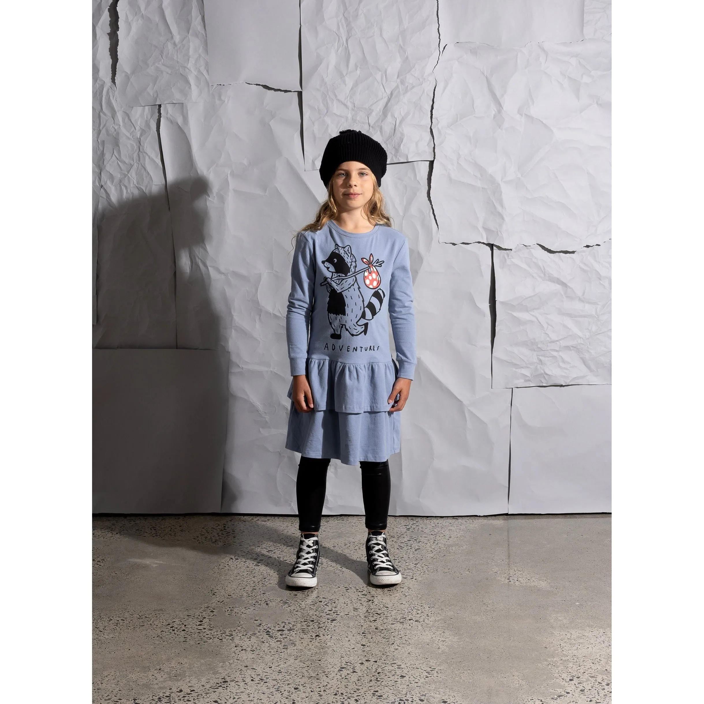 Wandering Raccoon Dress - Dark Cornflower