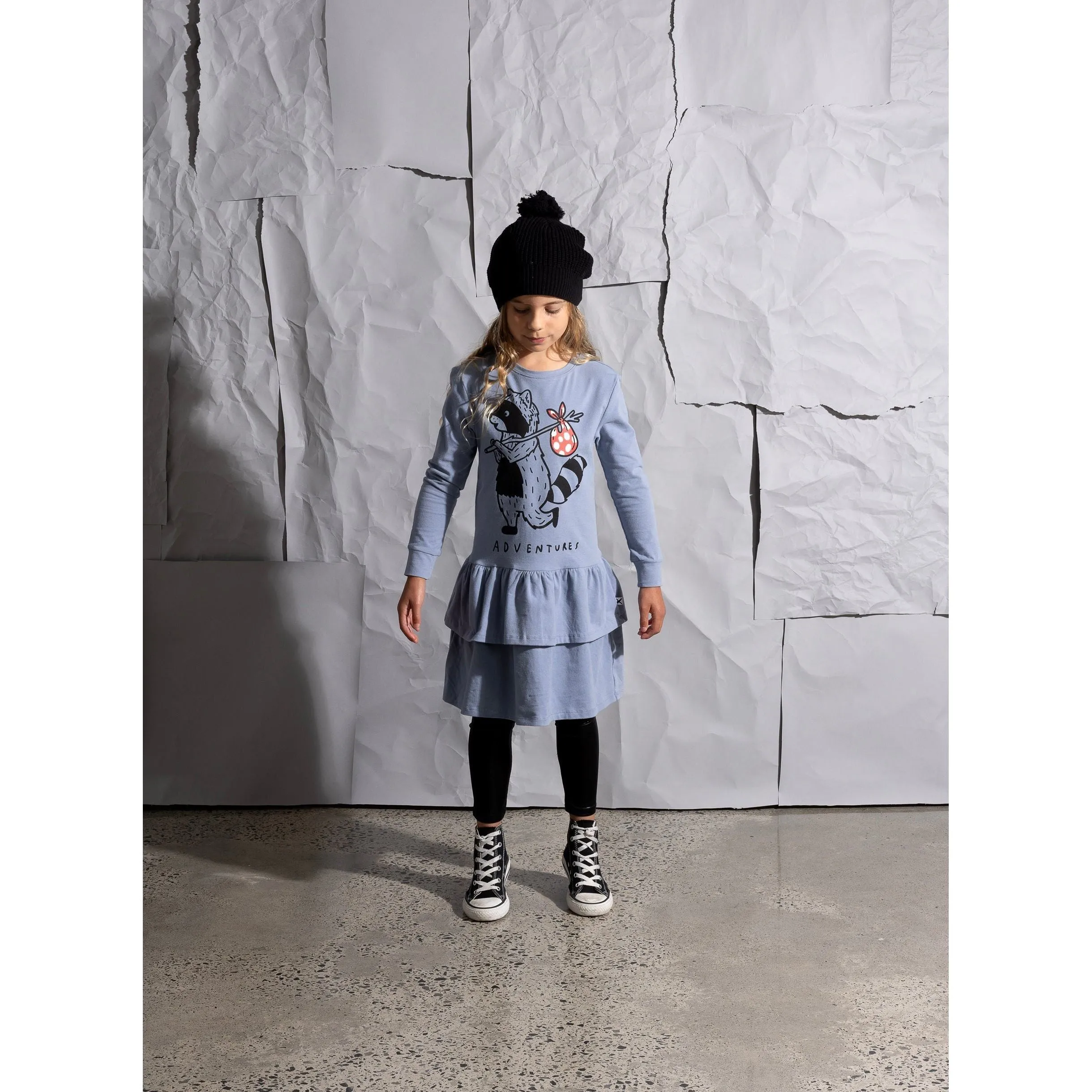 Wandering Raccoon Dress - Dark Cornflower