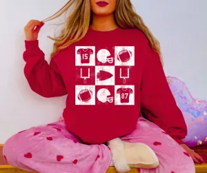 White KC Square Pattern Red Tee or Sweatshirt