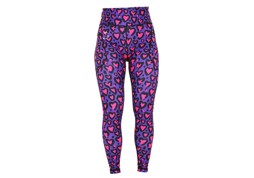 Winter Love Leopard Pink Leggings with Pockets